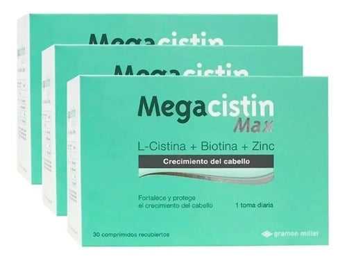 Megacistin Max Hair & Nail Tablets - 3x30 Tablets - Strengthens & Protects Hair & Nails - Stimulates Growth & Treats Hair Fall
