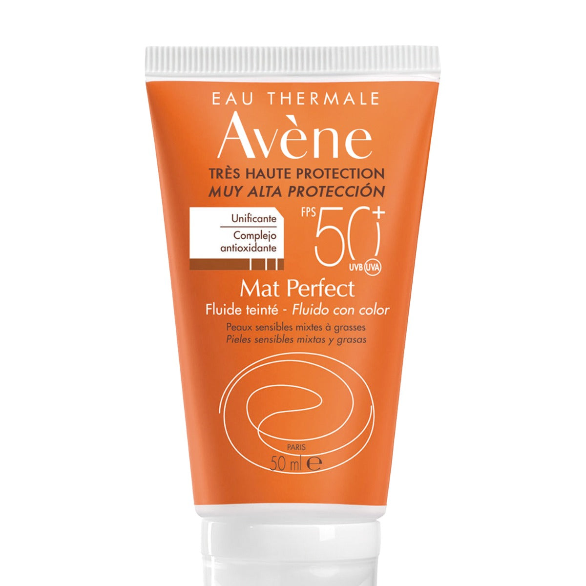 Avene Sunscreen Fluid Color Mat Perfect SPF 50+ (50Ml / 1.69Fl Oz) - Very High Protection, Paraben & Perfume Free