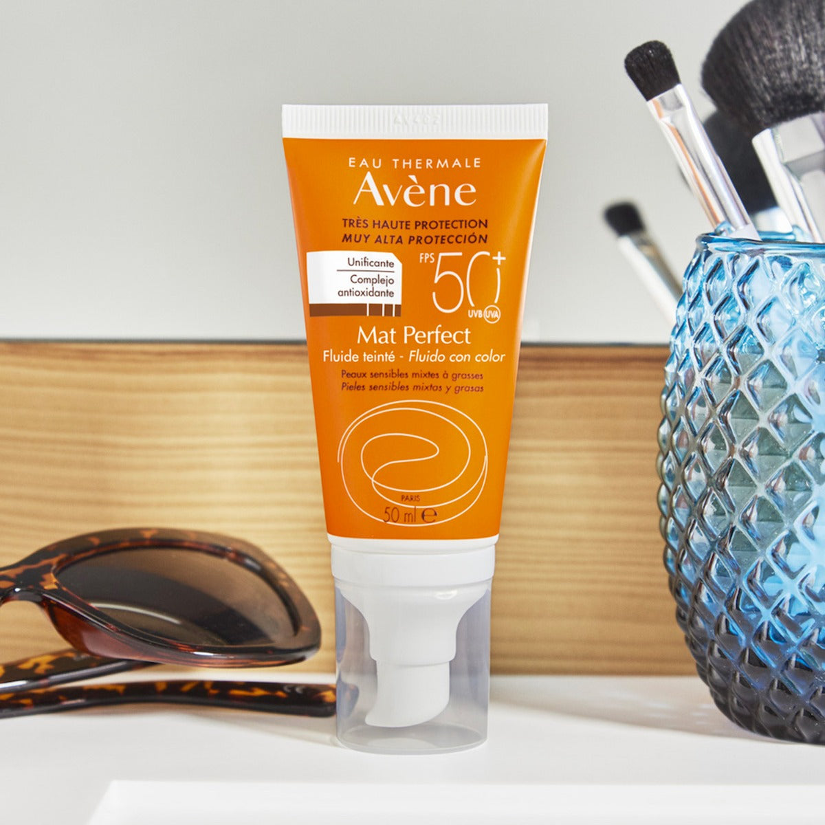 Avene Sunscreen Fluid Color Mat Perfect SPF 50+ (50Ml / 1.69Fl Oz) - Very High Protection, Paraben & Perfume Free