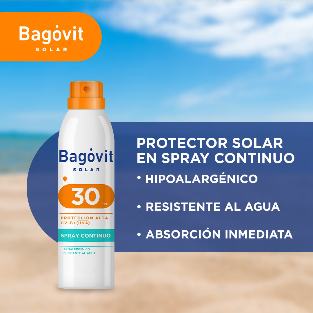 Bagovit SPF 30 Continuous Spray Sunscreen - Non-Greasy, Non-Sticky, Reef-Safe Formula with UVA/UVB Protection 170Ml / 5.74Fl Oz