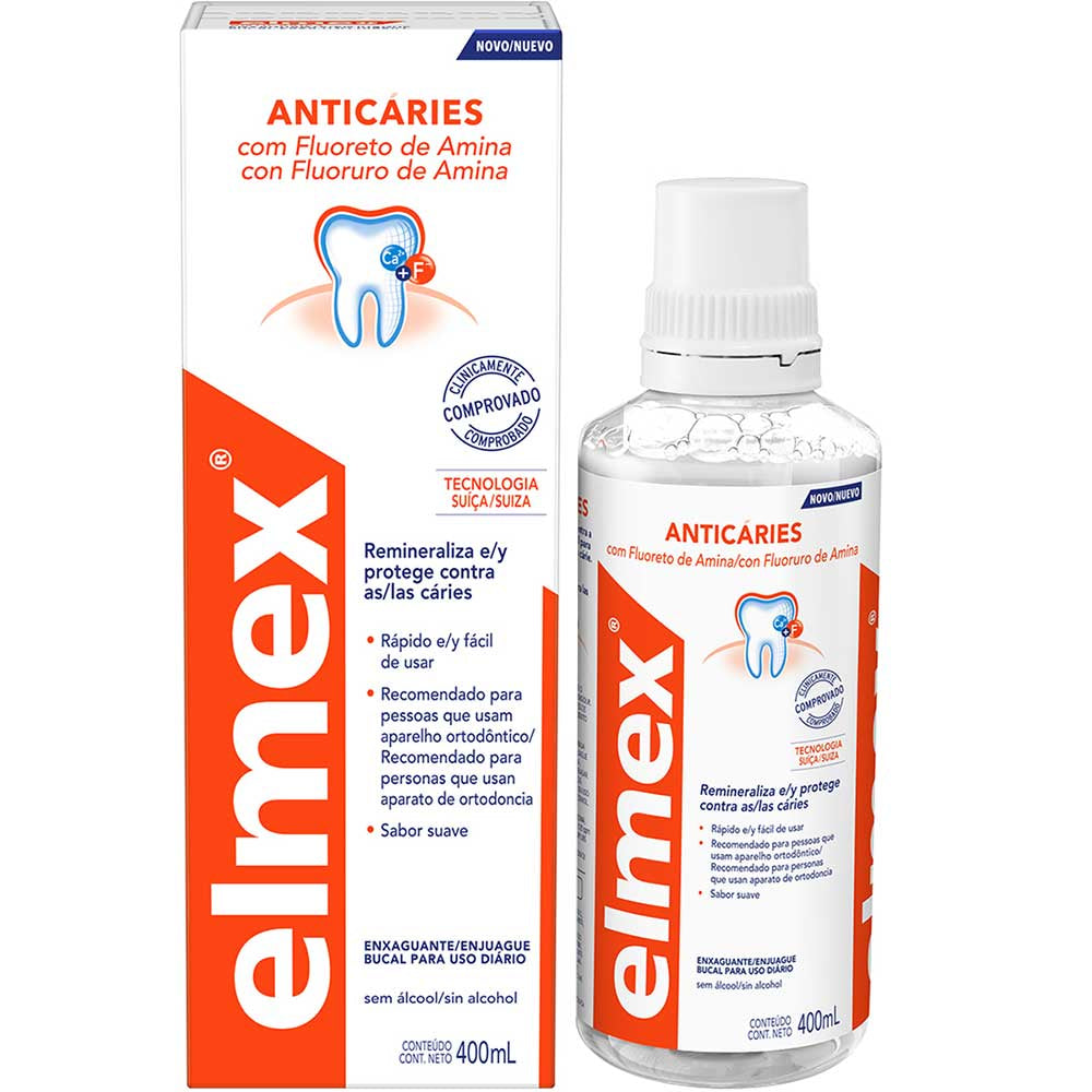 Elmex Anticaries Mouthwash 400ml/13.52Fl Oz - Alcohol-Free with Swiss Technology - Recommended for Orthodontic Apparatus - Consult Doctor