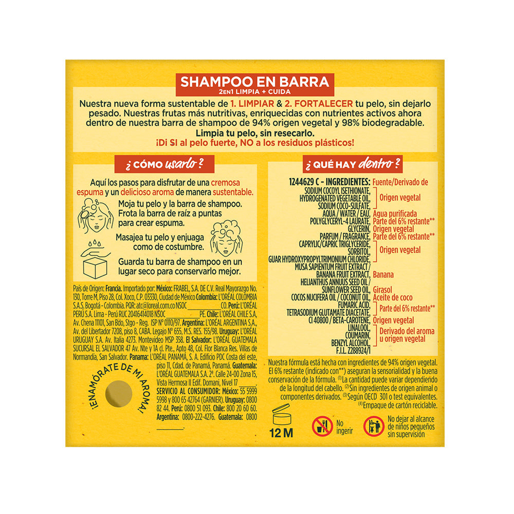 Garnier Fructis Banana Solid Shampoo 60Gr / 2.02Oz | Organic Hair Care Product