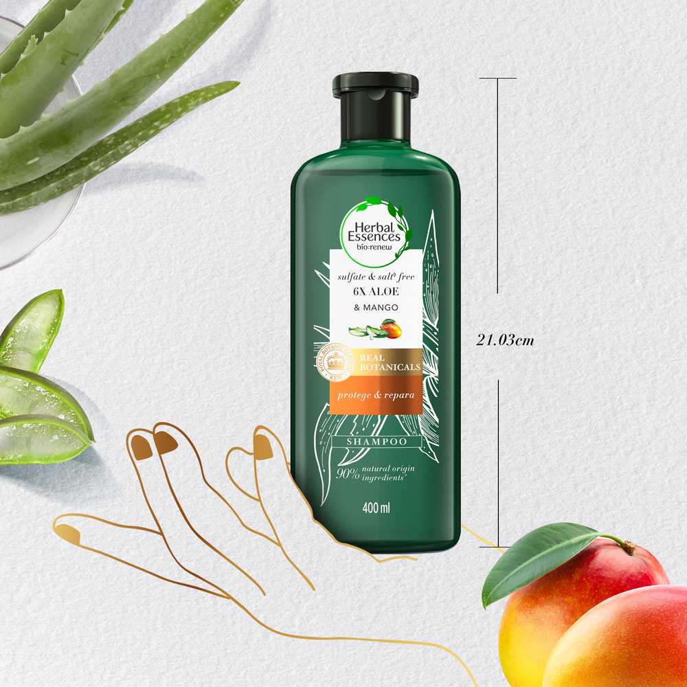Herbal Essences Shampoo Bio:Renew 6X Aloe & Mango (400Ml / 13.52Fl Oz) | Natural Hair Care & Nourishment